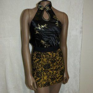 NWT H&M BLACK AND YELLOW MINI SKIRT SZ 4
